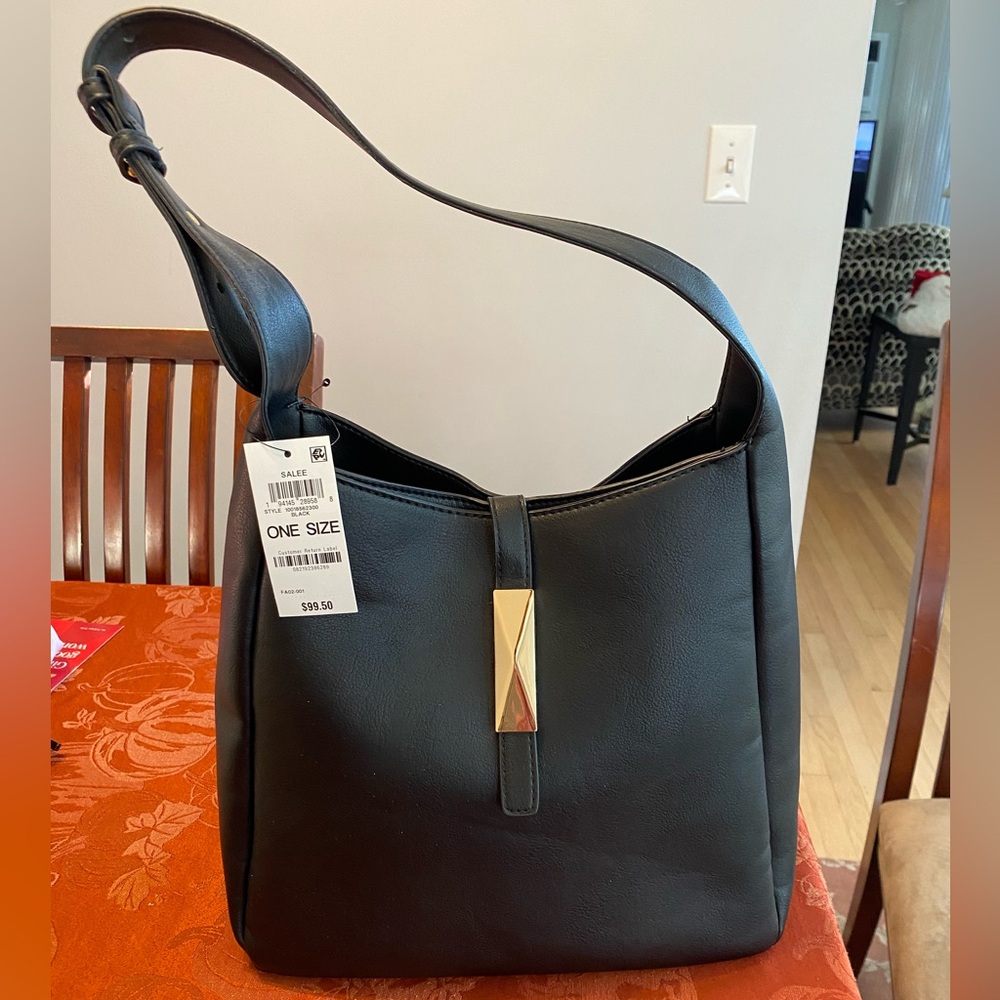 NWT Vegan Leather Black Shoulder Bag